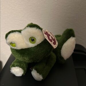Ty 1993 first Edition Green and White Plush Frog
